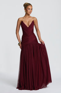 Valentina Maxi Dress - Cherry Lacquer