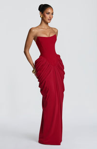 Mary Maxi Dress – Deep Red