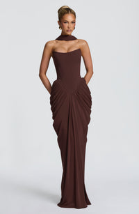 Mary Maxi Dress – Plum Brown