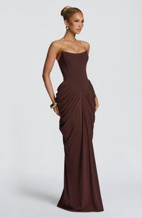 Mary Maxi Dress – Plum Brown