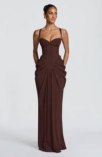 Karen Maxi Dress – Plum Brown