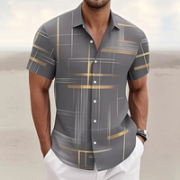 Men's Geometric Plaid Shirt Short Sleeve