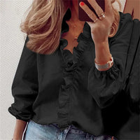 Katharina | Women's Elegant Ruffle Trim Wrap Blouse