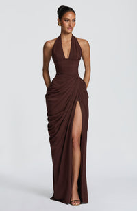 Elise Maxi Dress – Plum Brown