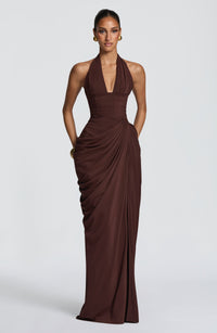 Elise Maxi Dress – Plum Brown