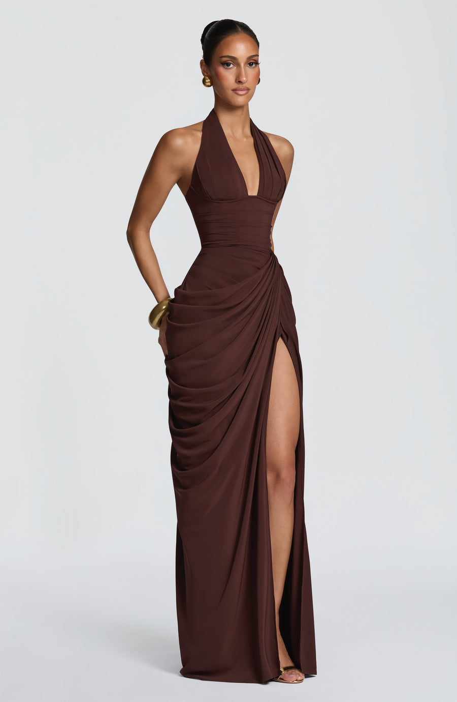 Elise Maxi Dress – Plum Brown