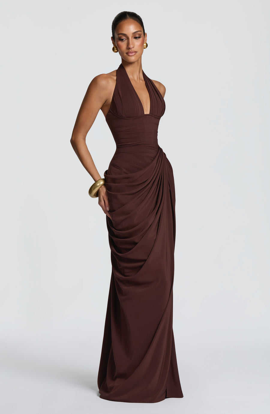 Elise Maxi Dress – Plum Brown