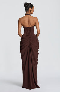 Elise Maxi Dress – Plum Brown