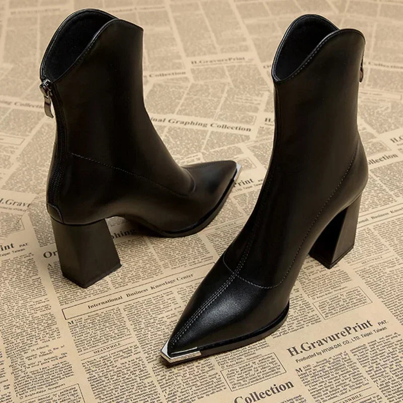 Jasmin | Women's Spring Pointed Toe Heeled Ankle Boots
