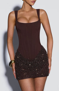 Ashley Mini Dress – Plum Brown