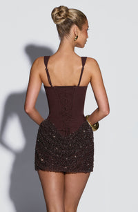Ashley Mini Dress – Plum Brown