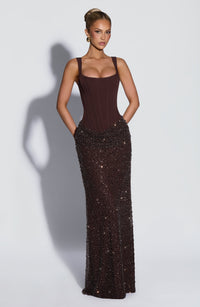 Ashley Maxi Dress – Plum Brown