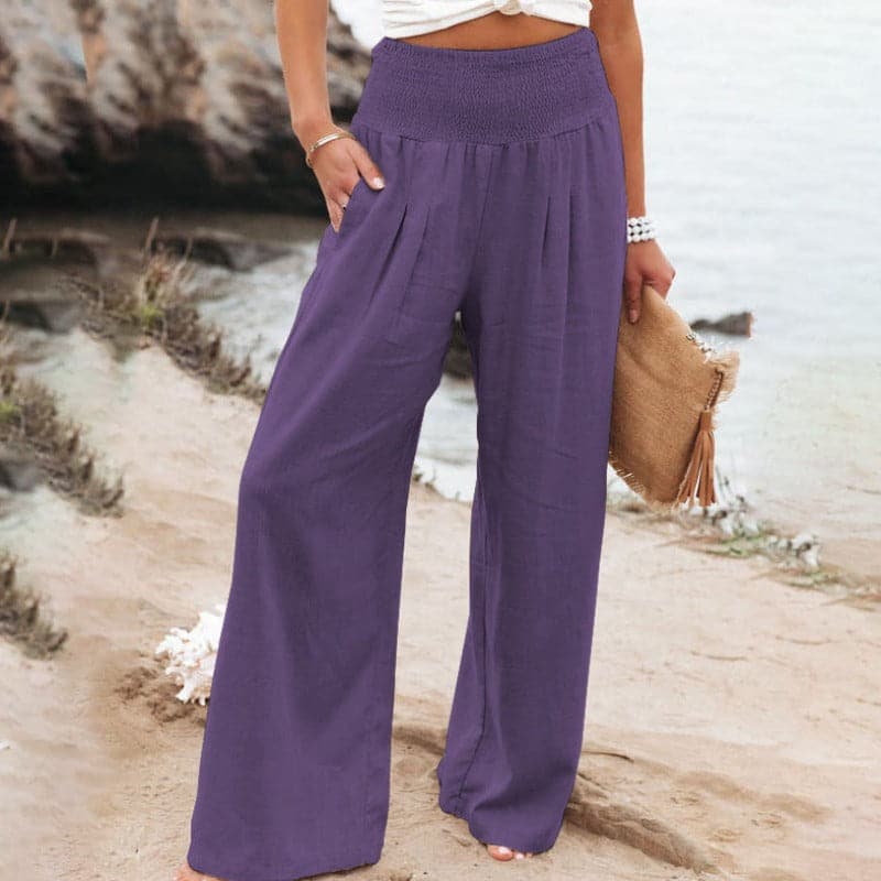 Aarthi | Women's Casual Wide Leg Linen Trousers