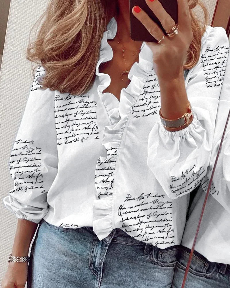 Katharina | Women's Elegant Ruffle Trim Wrap Blouse