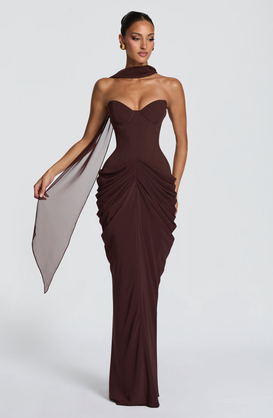 Esme Maxi Dress – Plum Brown