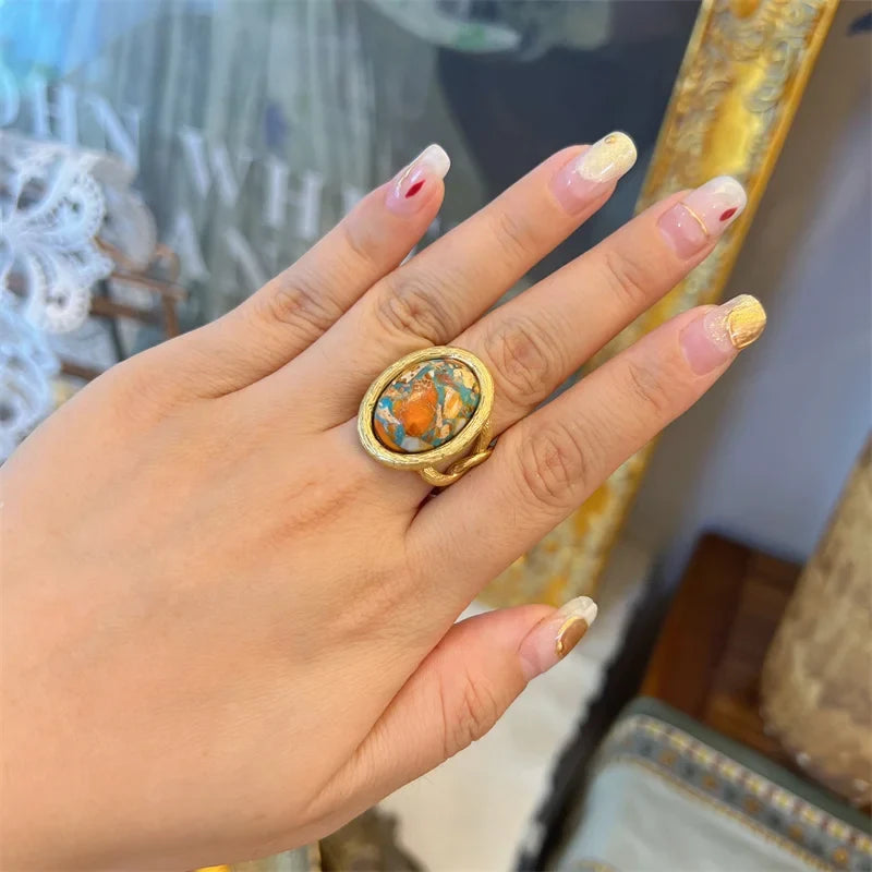 Radiant Nautical Turquoise Gold Ring