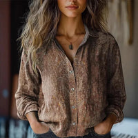 Indie | Women's Boho Print Long Sleeve Button-Up Blouse