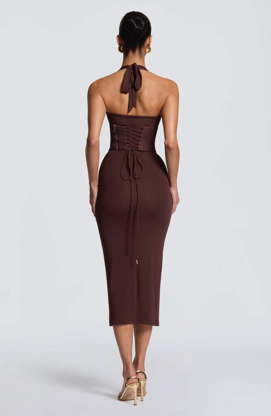 Antonia Midi Dress – Plum Brown