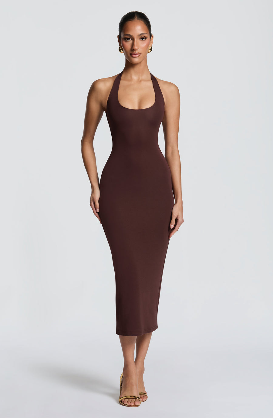 Antonia Midi Dress – Plum Brown