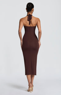 Antonia Midi Dress – Plum Brown