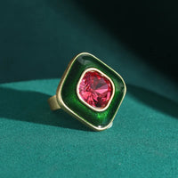 Square Duo Crystal Cocktail Ring