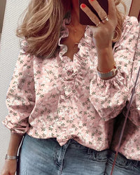 Katharina | Women's Elegant Ruffle Trim Wrap Blouse