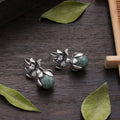 Ethnic Round Jade Bead Earrings
