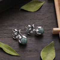 Ethnic Round Jade Bead Earrings