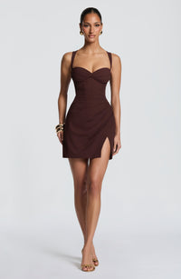 Lila Mini Dress – Plum Brown