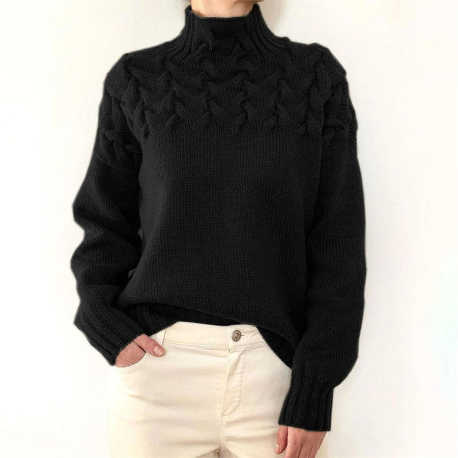 Women's Cable Knit Sweater Turtleneck