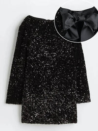 Janice | Women's Sequin Dress with Bow Tie Closure