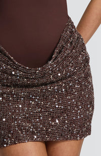 Joy Mini Dress – Plum Brown