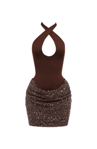 Joy Mini Dress – Plum Brown