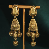 Gothic Carved Heart Dangle Earrings
