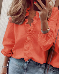 Katharina | Women's Elegant Ruffle Trim Wrap Blouse