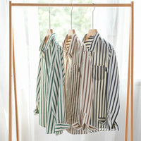 Men's Striped Shirt - Long Sleeve - Button Front - Spread Collar