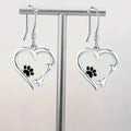 Yaritza - Silver Paw & Heart Drop Earrings