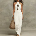 Women's Halter Cross Over Sleeveless - Maxi Length Dress