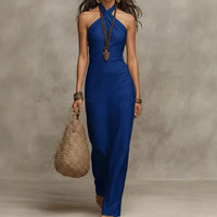 Women's Halter Cross Over Sleeveless - Maxi Length Dress