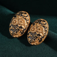 Art Deco Floral Engrave Earrings