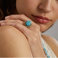 Victorian Turquoise Cluster Gold Ring