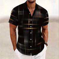 Men's Geometric Plaid Shirt Short Sleeve