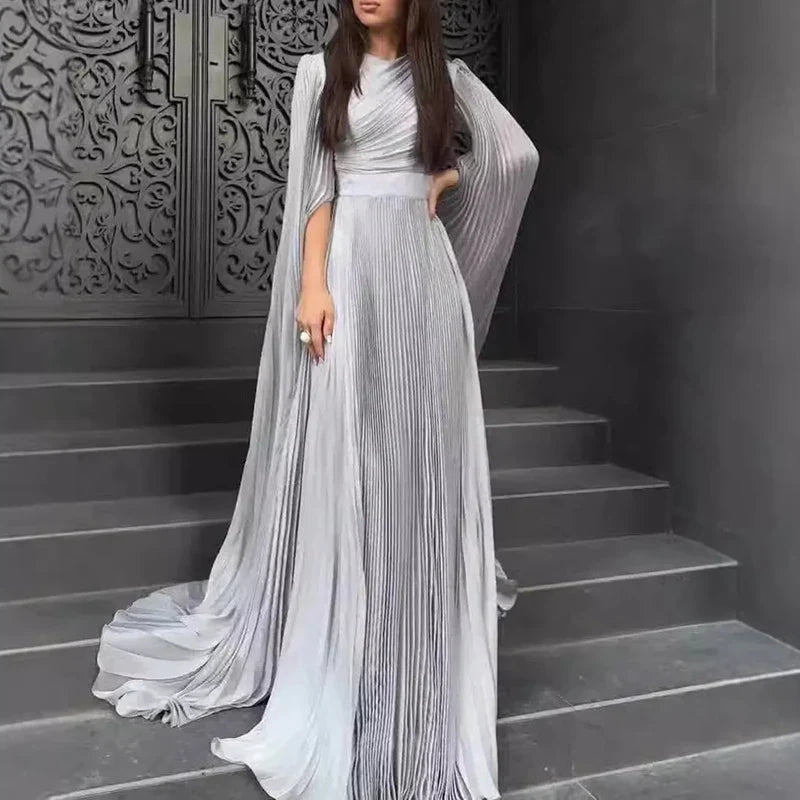 Elegant Solid Color Pleated Robe Dresses