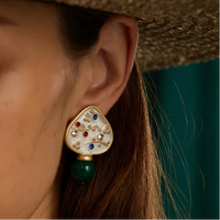 Sophisticated Enamel Mushroom Pearl Earrings