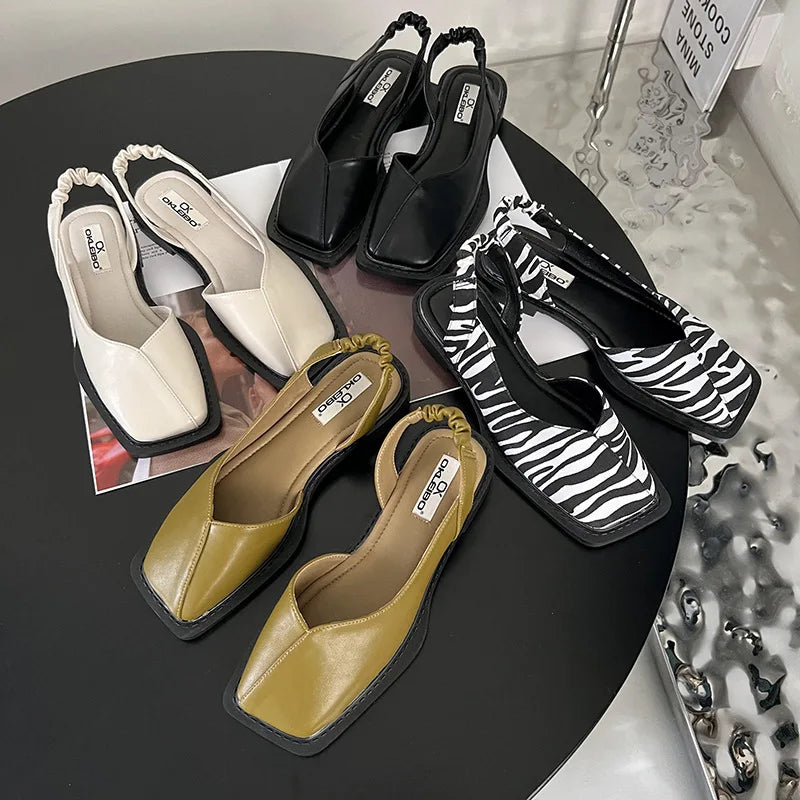 Annika | Women's Square Toe Slingback Heels
