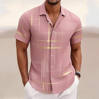 Men's Geometric Plaid Shirt Short Sleeve