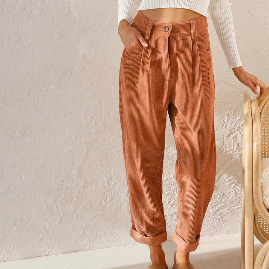 Jessica | Women's Fall High Waist Corduroy Trousers