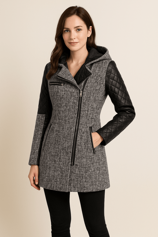 VETRA | HOODED QUILTED SLEEVE LONGLINE COAT