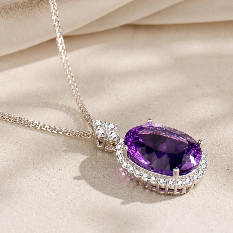 Solitaire Halo Pendant Necklace