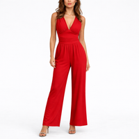 Women's Sleeveless Jumpsuit Wide Leg V-Neck